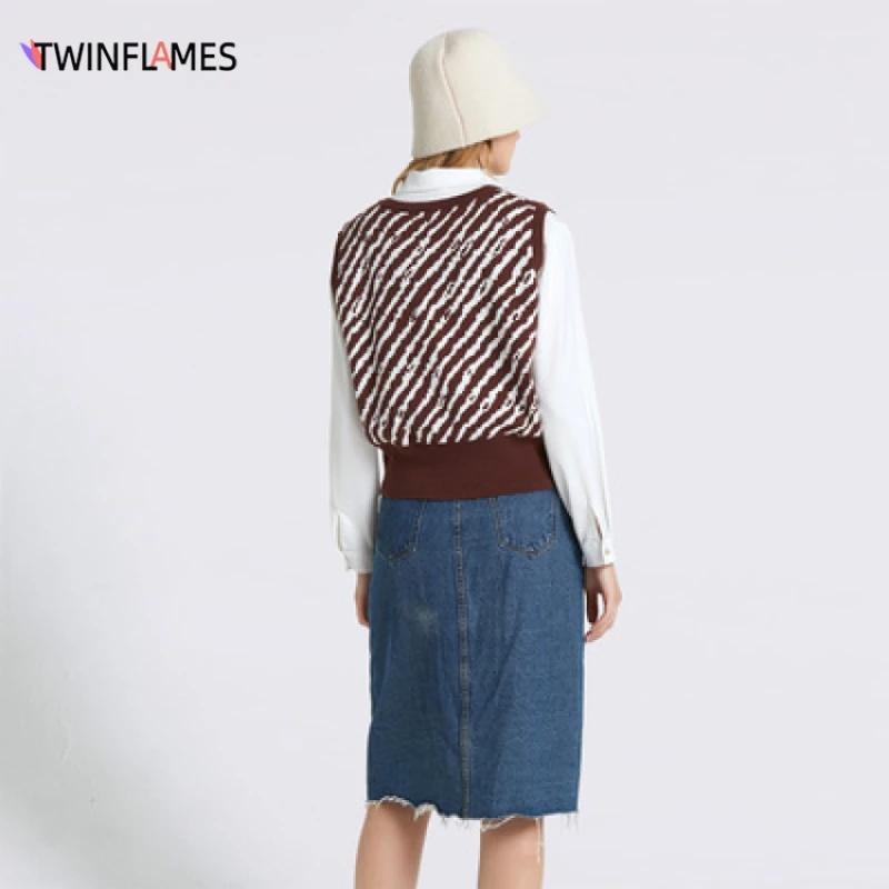 Sweater Vest Women New Autumn Winter Loose Harajuku Pullover Pulls Femme Sleeveless Knitted V-Neck Chic Outerwear
