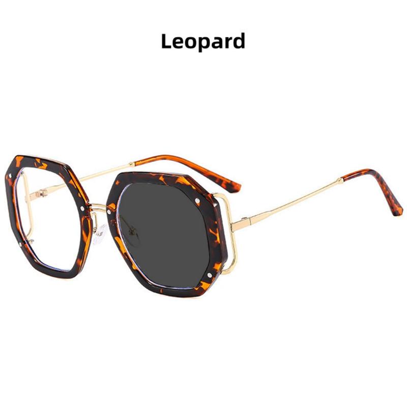 New Fashion Large Polygon Women Glasses Frame Photochromic Anti Blue Light Computer Reading Hyperopia Eyeglass
