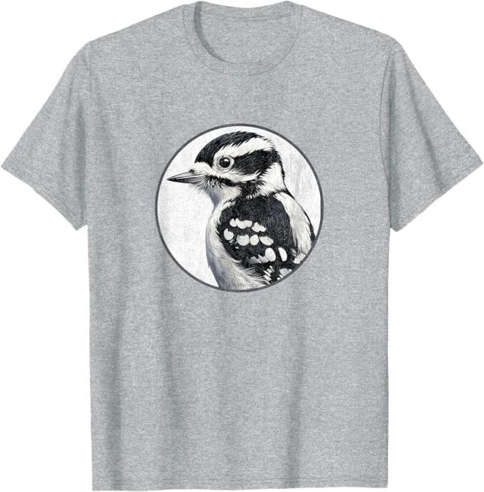 Downy Woodpecker T-Shirt Retro Bird Tee Design 10 Colors by Bird.Fan L