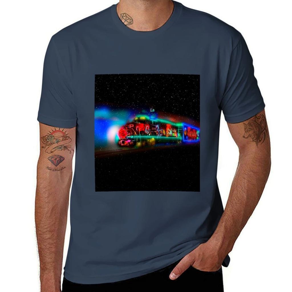 Canada  Usa Christmas Train Tshirt Basic Solid Color Casual Tee Shirt