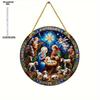 Round Acrylic Stained Sun Catcher - Vibrant Jesus Birth Design, Ideal for Porch & Garden Decor, Spiritual Home Decor, Four Seasons Decoration