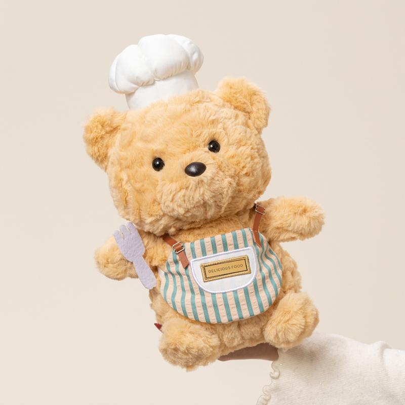 20/25cm Chef Cartoon Animal Plush Toy Stuffed Kawaii Bib Elephant Lamb Chick Elephant Penguin Pig Doll Companion Plushie Gift