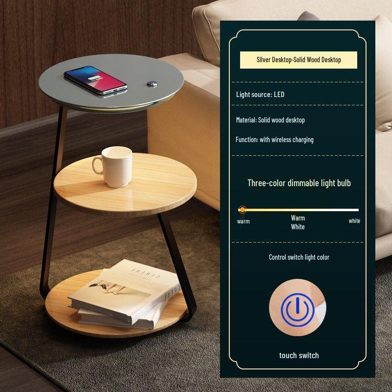 Wireless Charging Floor Lamp with Integrated Bedside Table - Creative Living Room and Bedroom Storage Solution
