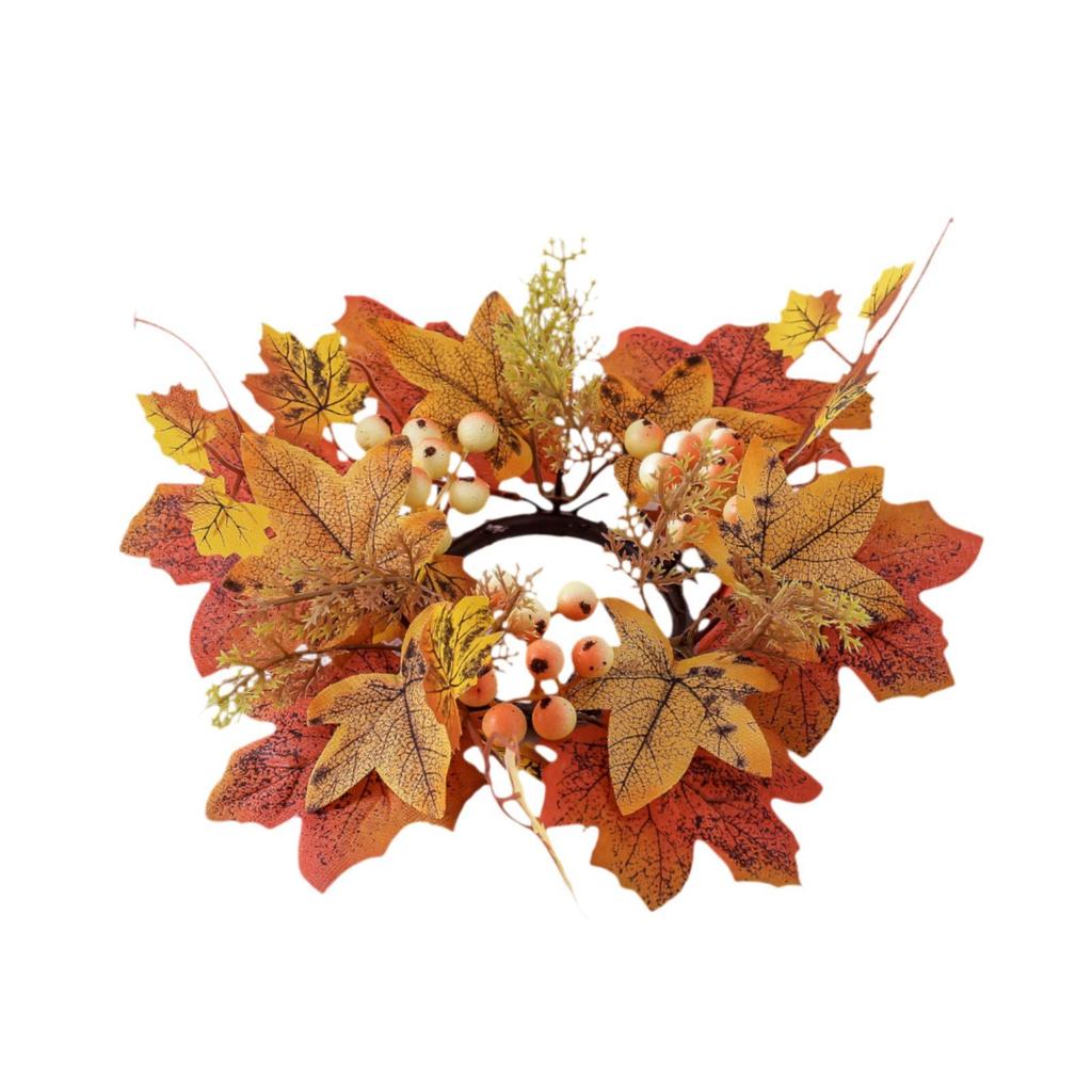 Fall Candle Rings Pillar Candle Holder Halloween Party Supplies Autumn Candle Rings for Party Festival Living Room Wedding Cafe
