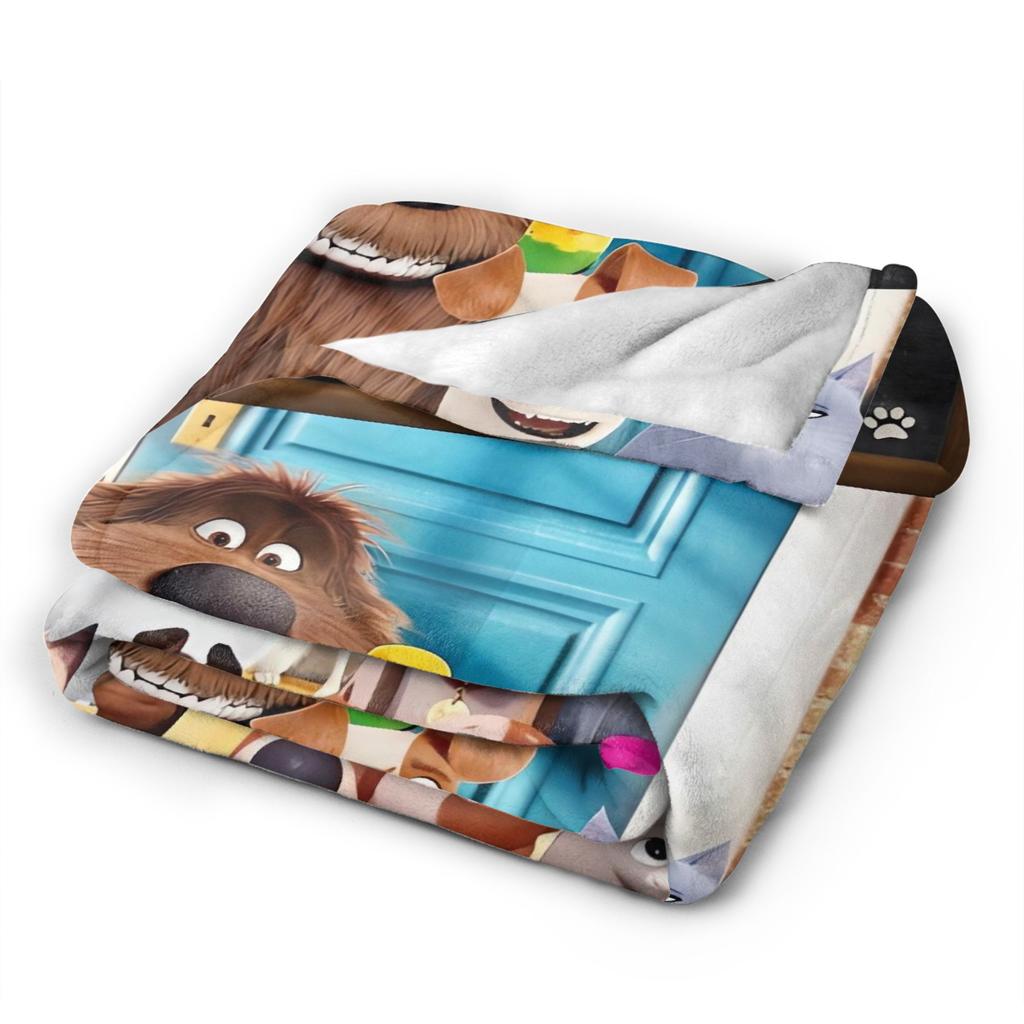 The Secret Life of Pet Flannel Blankets Winter Movie Soft Warm Bedding Throws for Girls Boys Living Room Aesthetic Bedspread