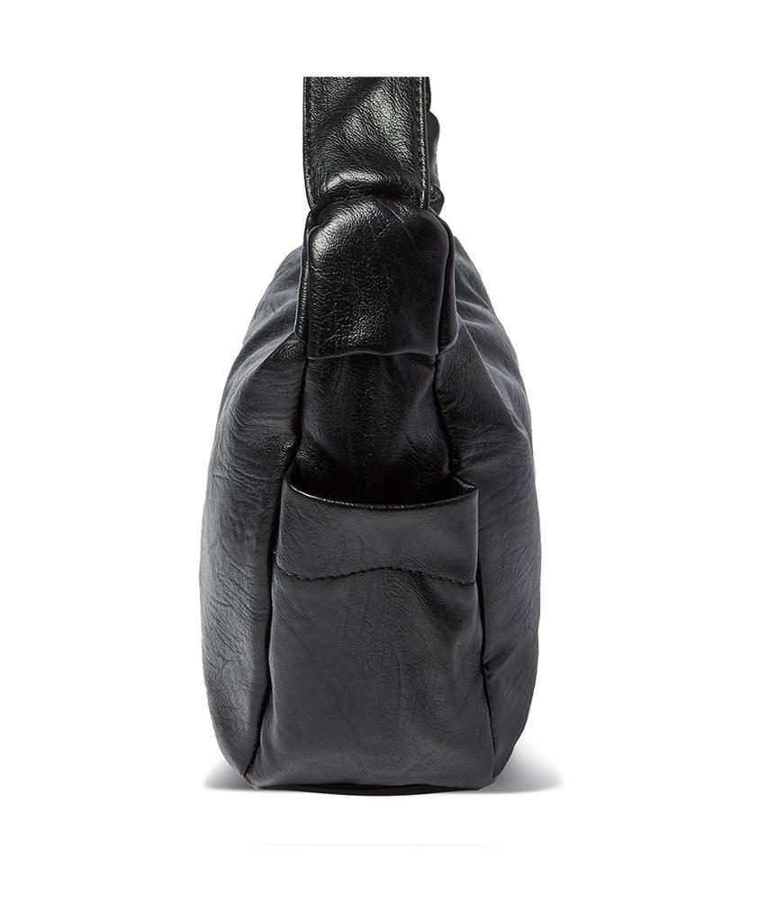The Green Lab Faux Leather Hobo Crossbody Bag [Black]