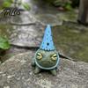 Talos Miniature Frog Figurine, Little Statue with A Party Hat, Decorative Resin Ornament for Outdoor Garden Courtyard