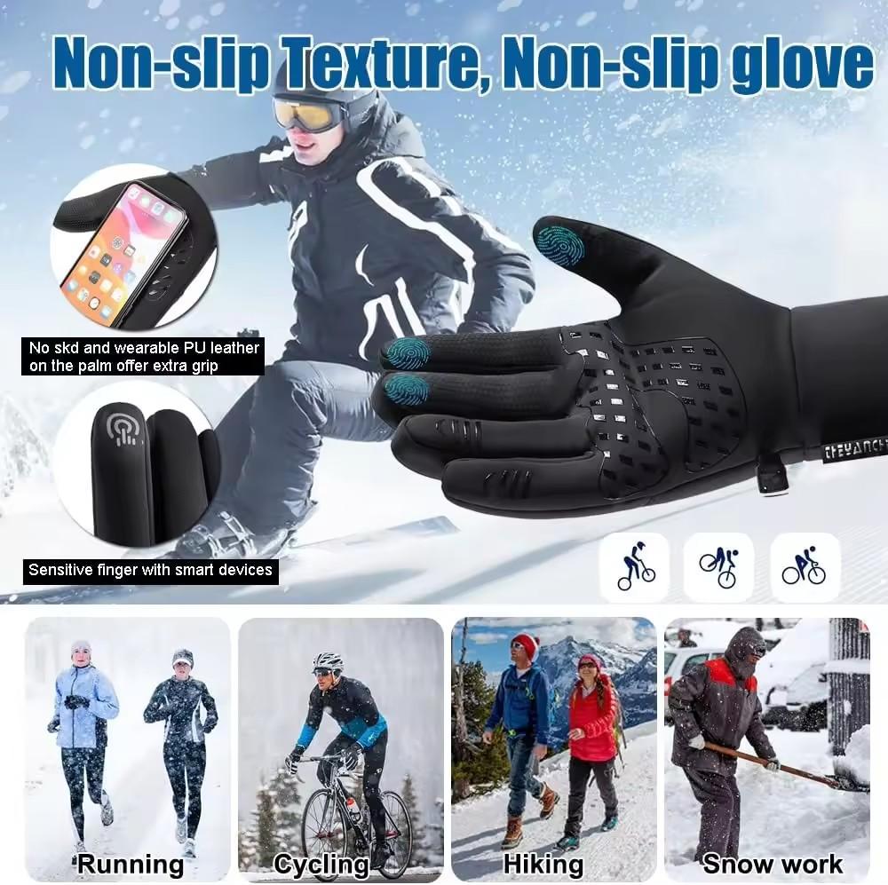 Outdoor Cycling Gloves for Men and Women Winter Warmth and Anti Slip Touch Screen Gloves Portable Pocket Skiing Waterproof Glove