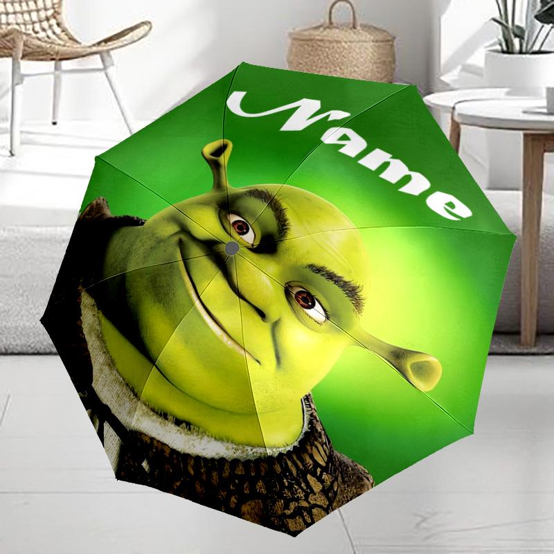 Custom Name Shrek Theme Automatic Umbrella, Lightweight & Portable, 8 Rib, Perfect for Outdoor Travel, Birthdays, Christmas, Gifts.