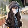 WTB Hat Wig Integrated Synthetic Wig Women Fashion Autumn And Winter Gray Warm Wool Knitted Hat Long Curly Wig Hat
