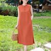 Damen Lässiges Rundhals Ärmelloses Sommerkleid Unifarben