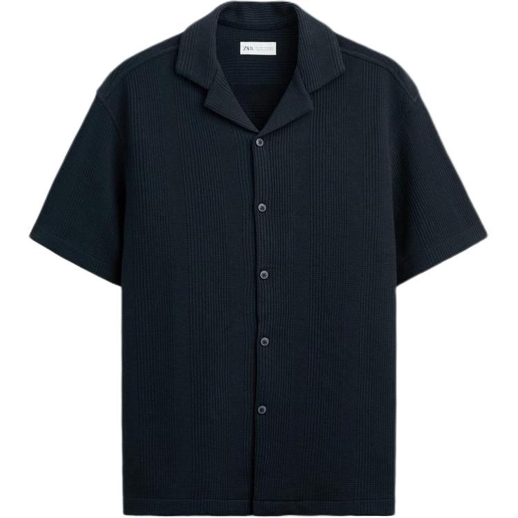 

Zara Loose Checkered Casual Short Sleeve Shirt Men shirts Ocean-Blue 1362300-401 L