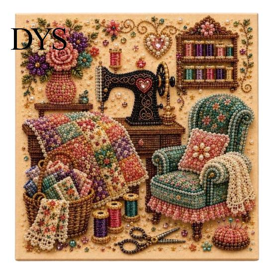 Therapeutic Creative Projects Vintage Room Diamond Painting Kit, DIY Art with Cozy Cottage Scenes, Interior Design Wall Complete Tools Set for