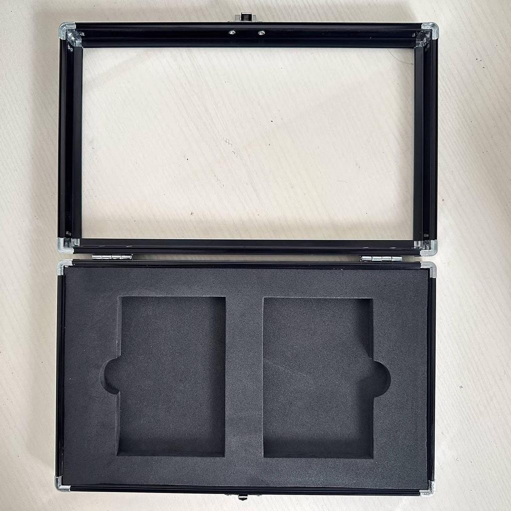 Trading Card Display Case Storage Box Portable Collection Aluminum Card Case Showcase for Sports Cards Collection Table Top