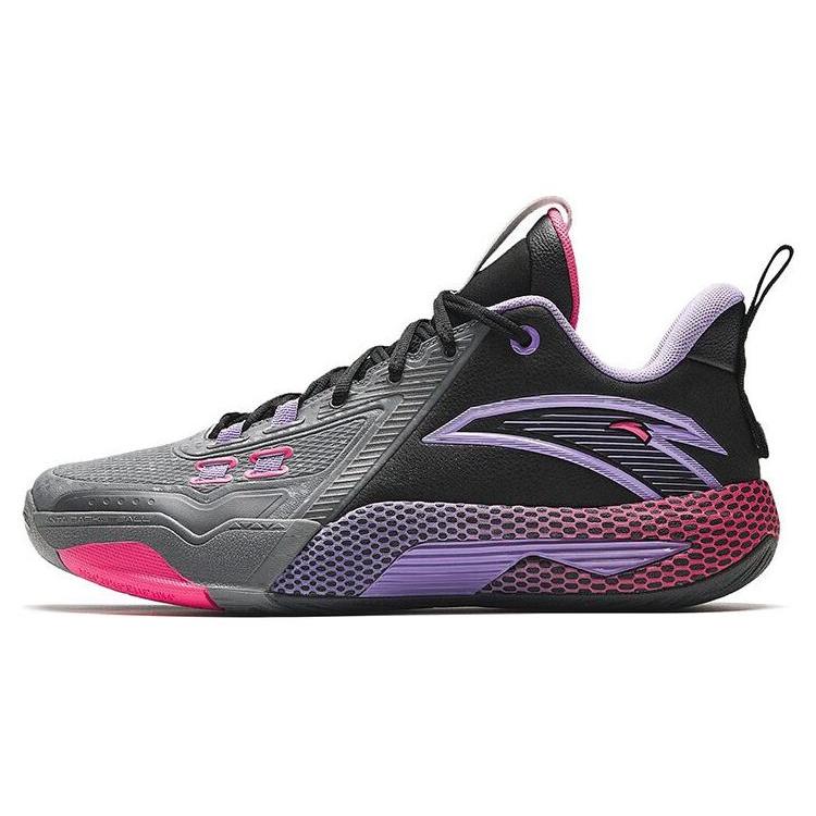 

new Anta Quick Battle 5 Cushioning Wear-Resistant Mid-Top Basketball Shoes Men s Black Gray Purple 42.5