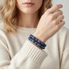 Elegant Semi-Precious Stone Beaded Bracelet - Light Luxury, High-End, Versatile Elastic Round Beads for Couples