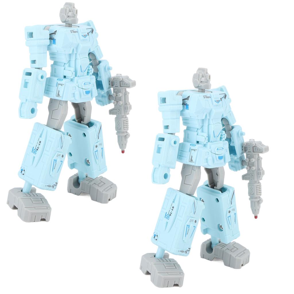 2Pcs Deformation Robot Toy Deformation Robot Pen Disassemble Student Study Stationery Light Blue