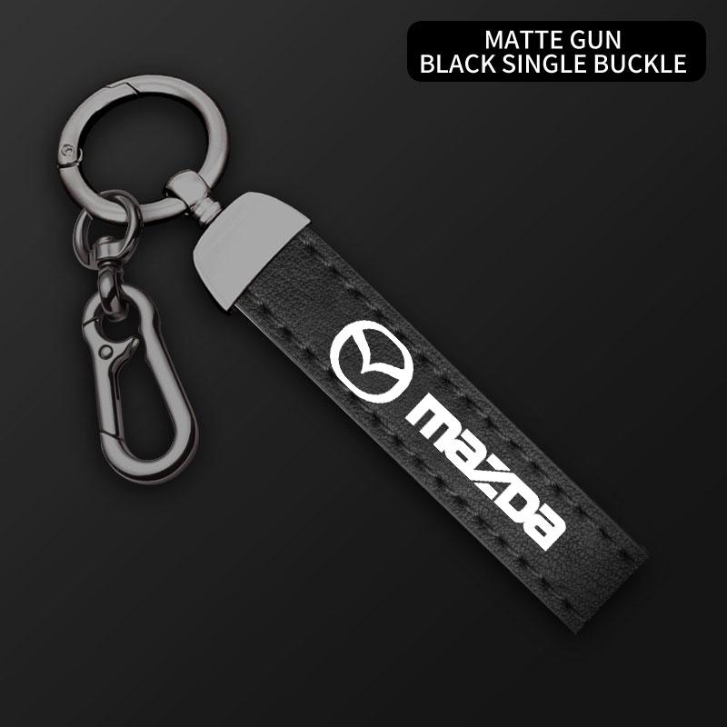 Car Key Chain Luxury Genuine Leather Keychain Pure Color Buckle for Mazda 3 bk bl 323 Axela Atenza CX-3 CX-4 CX5 Auto Accessorie vf2