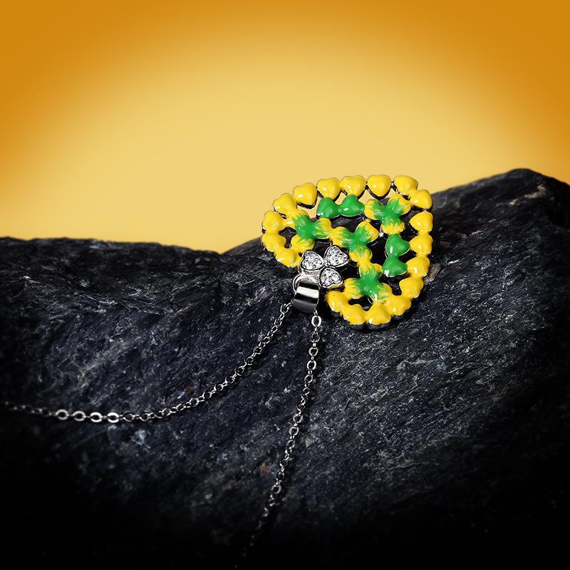 Emaille Mohnblume Edelstein Halskette Verstellbar Einfach Liebe Anhänger Weiblich