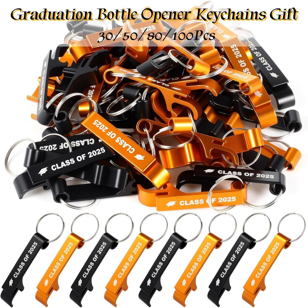 30-100Pcs Class of 2025 Graduation Gifts Bottle Opener Keychain Metal Beer Opener Personalized Opener for Graduation Party Favor
