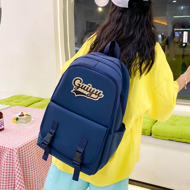 Four-Piece Backpack Set Letter Backpack Senior High School Student Schoolbag Unisex Large Capacity Lightweight Backpack