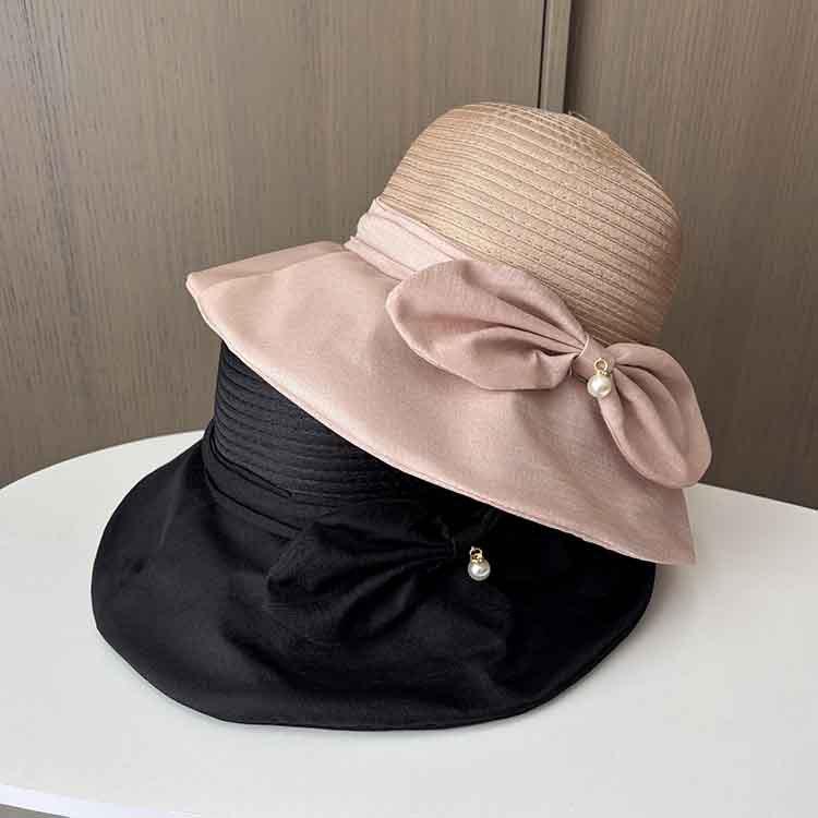 New sunscreen basin hat summer mesh bow UV protection sun hat women's fashion sunshade beach hat