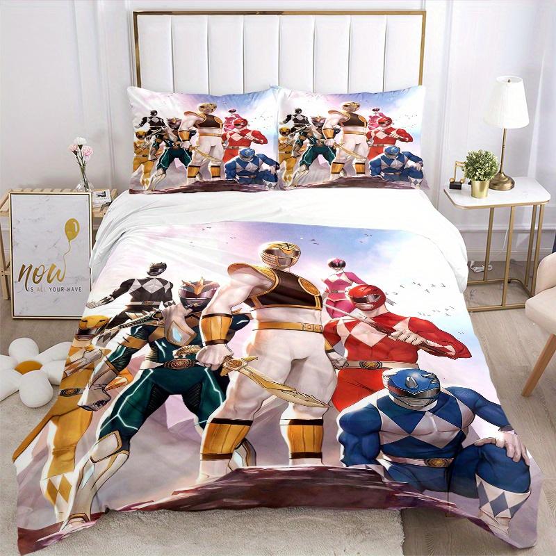 3dílná sada povlaků na peřinu s tématikou Power Rangers (1 Povlak na přikrývku + 2 Povlaky na polštář Bez výplně), Tisk ve vysokém rozlišení pro domácnost a kolej.F064