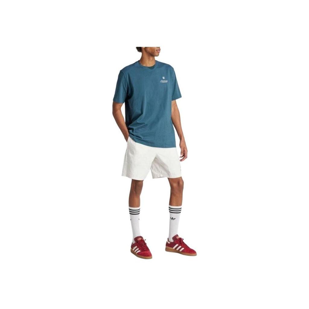 adidas Originals Solid Color Logo Embroidery Drawstring Straight Casual Shorts Men Bottoms White IS0223