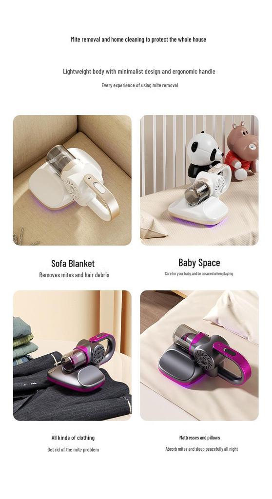 Wireless Handheld Vacuum & Mite Remover with Mopping and Blue Light Sterilization