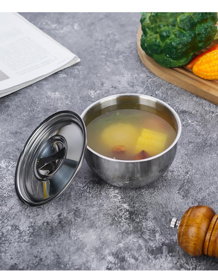 Stainless Steel Double Boiler with Lid - Steamed Egg & Baby Food Bowl