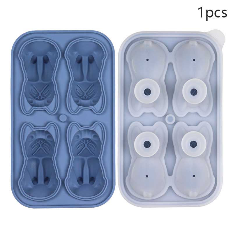 French Bulldog Ice Tray Silicone Durable Not Easily Deformed Portable Drinkware Accessories Household Ice Mold Four Grid Cartoon
