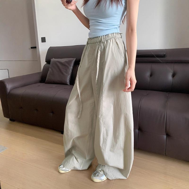 Quick-drying Scimitar Wide-leg Pants Women's Summer Thin New High-waisted Loose Straight Casual Overalls