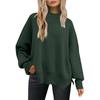 Women's Fashion Round Neck Long Sleeve Sweater Knitted Side Slit Pullover
