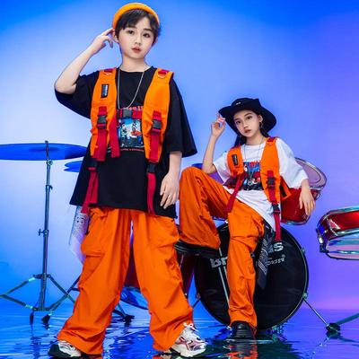 Trajes de dança de rua infantil: Roupas de performance de jazz e hip-hop para meninos e meninas no verão