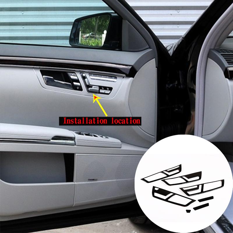 Für Mercedes Benz S-Klasse W221 2008-2012 ABS Kohlefaser-Optik Auto Innenraum Türgriff Rahmen Dekorationspanel Abdeckung