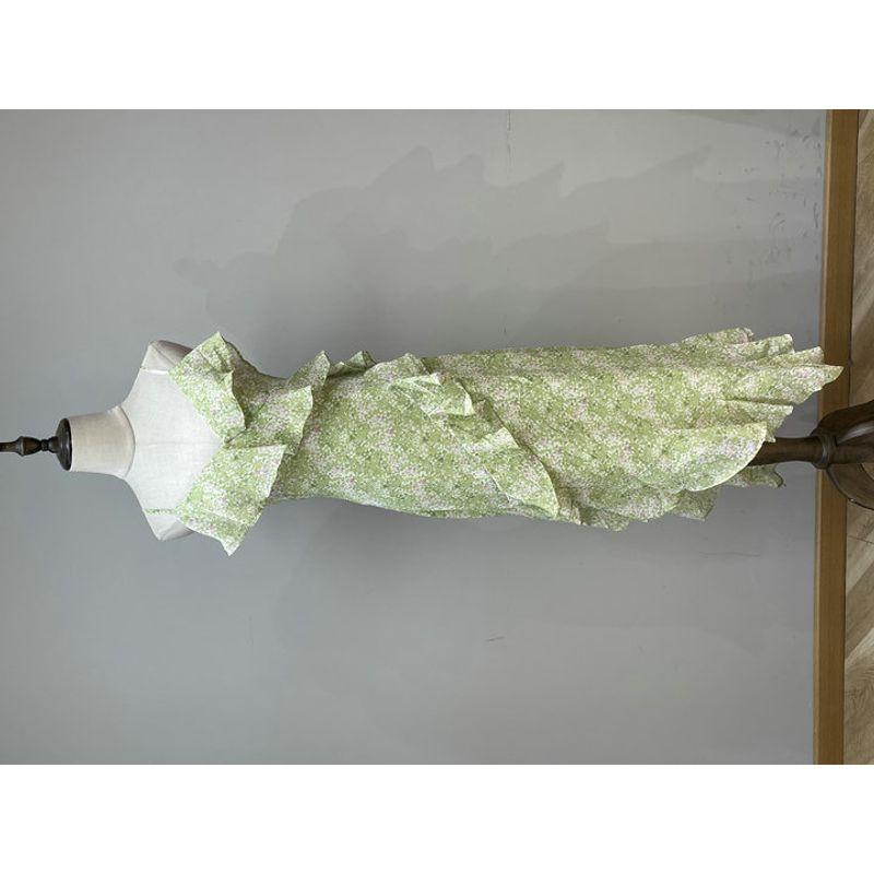 Spring and Summer Standard American Single ASTR Fresh Oxygen Feeling Green Frill White Floral Sling Fairy Dress