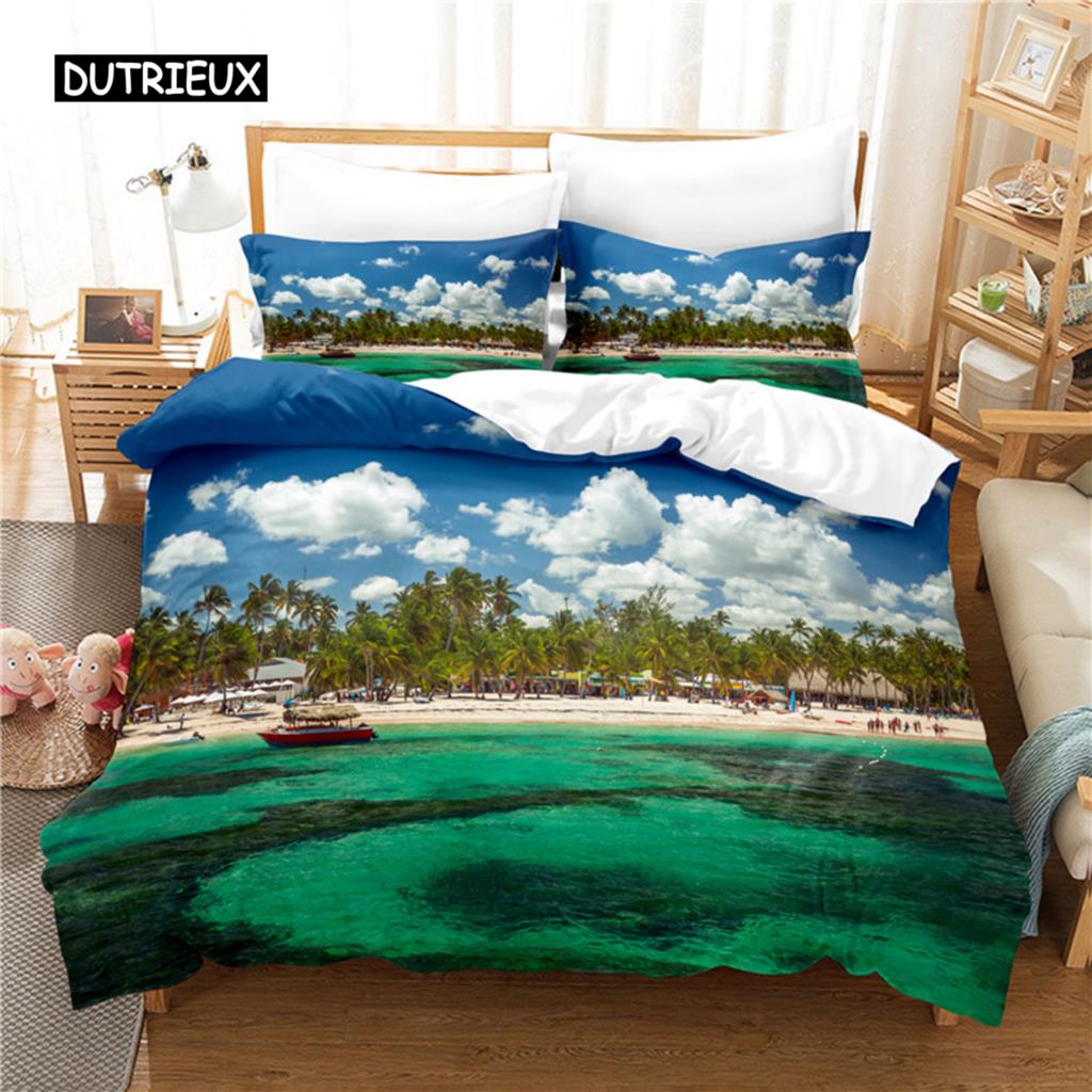Beautiful Seaside Bedding Set Duvet Cover Set 3d Bedding Digital Printing Bed Linen Queen Size Bedding Set Fashion Design