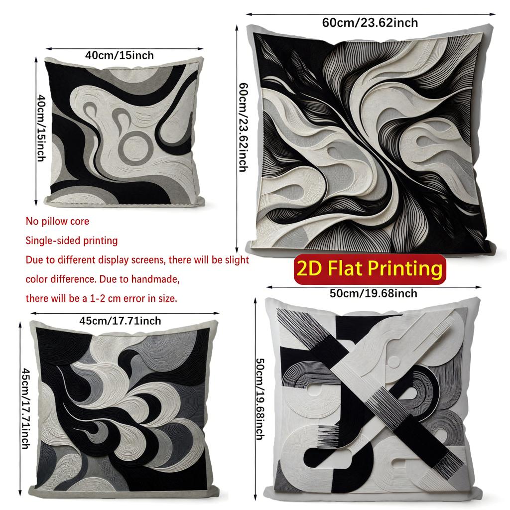2D Modern Abstract Pattern Decorative Pillow Covers Pattern Cushion Cover Suitable For Sofa Bedroom Car Pillow Cover