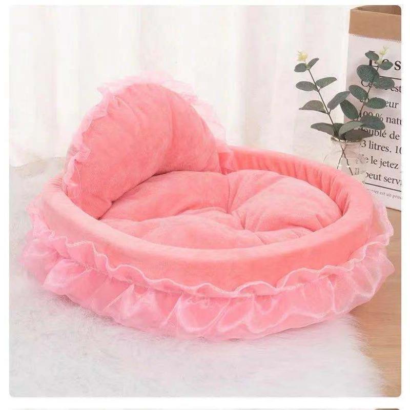 New Creative Doghouse Pet Bow Lace Princess Bed Oval Princess Nest Pet Dog Bed