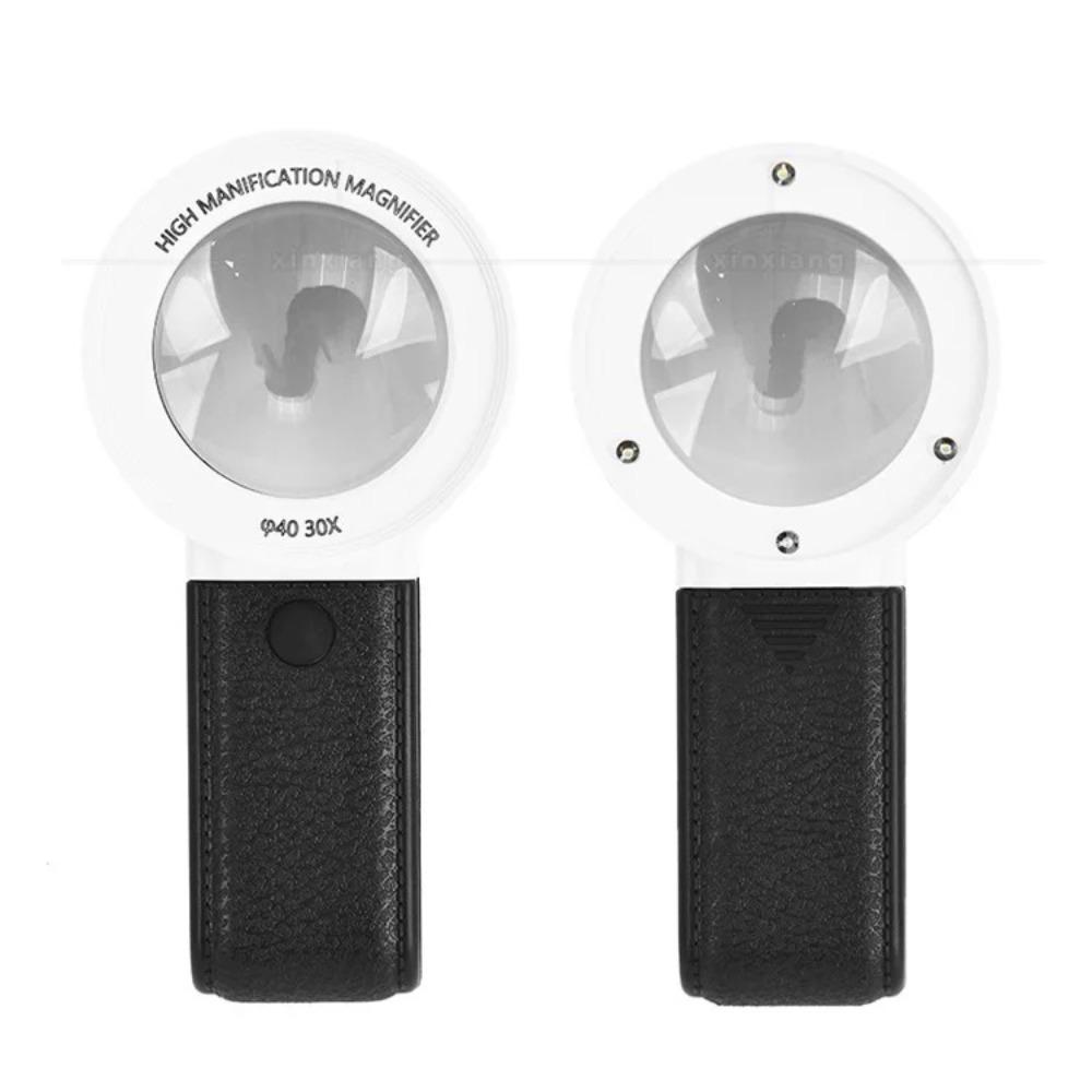 Handheld 30X Magnifying Glass with Professional LED Light Jewelry Appraisal Magnifying Glass