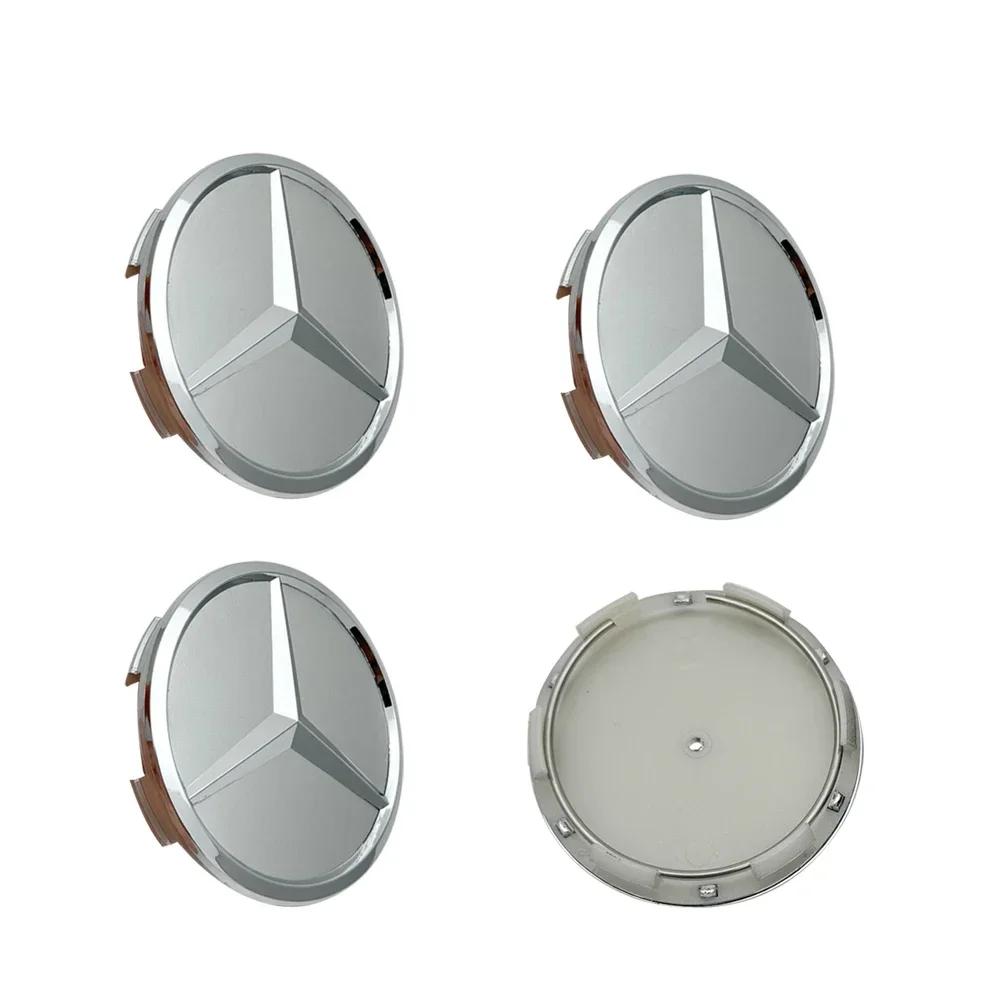 

C200 E200 New 2025 For Mercedes Benz 4pcs 60mm Black Silver Car Wheel Cap Badge Logo Cover For Mercedes Benz W176 W177 W204 W205