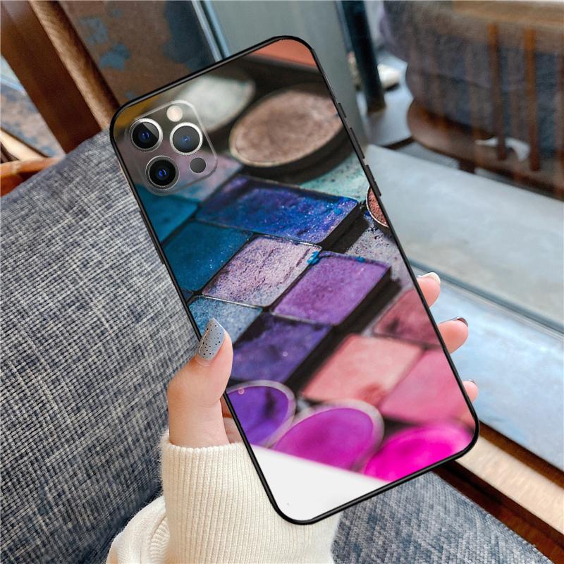 

Палитра теней для макияжа Чехол для телефона Для iPhone 16 15 14 12 11 13 Pro Max 12 13 mini XR 15 16 Plus 16e Защитный корпус iPhone 12
