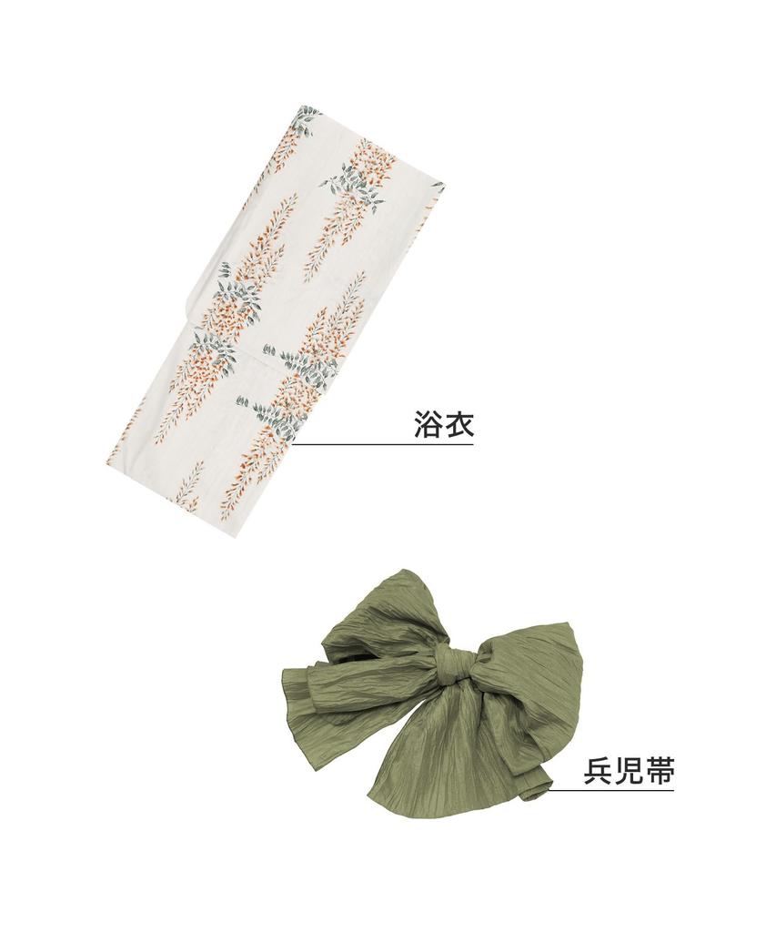 Yukata Change Set Heiko F Golden One Size Fits [KYOETSU] Set, Weave, Unbleached, 2-piece (yukata, Obi), Women's (3. Shigure, Most)