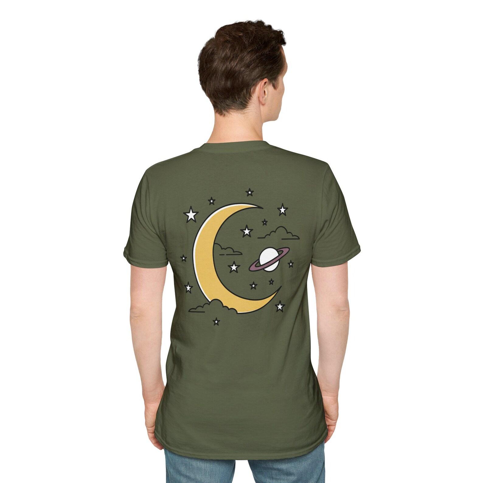 Crescent Moon and Stars T-Shirt | Celestial Night Sky Tee | Mystical Moon Gift for Her Him | Astrology Graphic Shirt Unisex 3XL