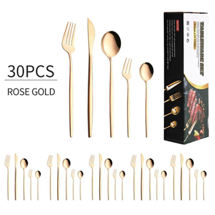 Gold Cutlery Set Stainless Steel Dinnerware Set 30Pcs Knives Forks Coffee Spoons Flatware Set Kitchen Dinner Tableware Set