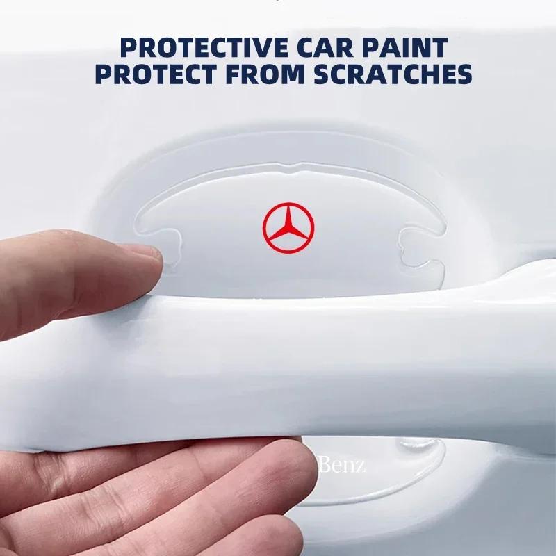 4 Stück Transparente Auto-Türgriffschalen-Aufkleber für Mercedes Benz C180 C200 C260 C300 W108 W124 W126 W140 W168 W169 Zubehör
