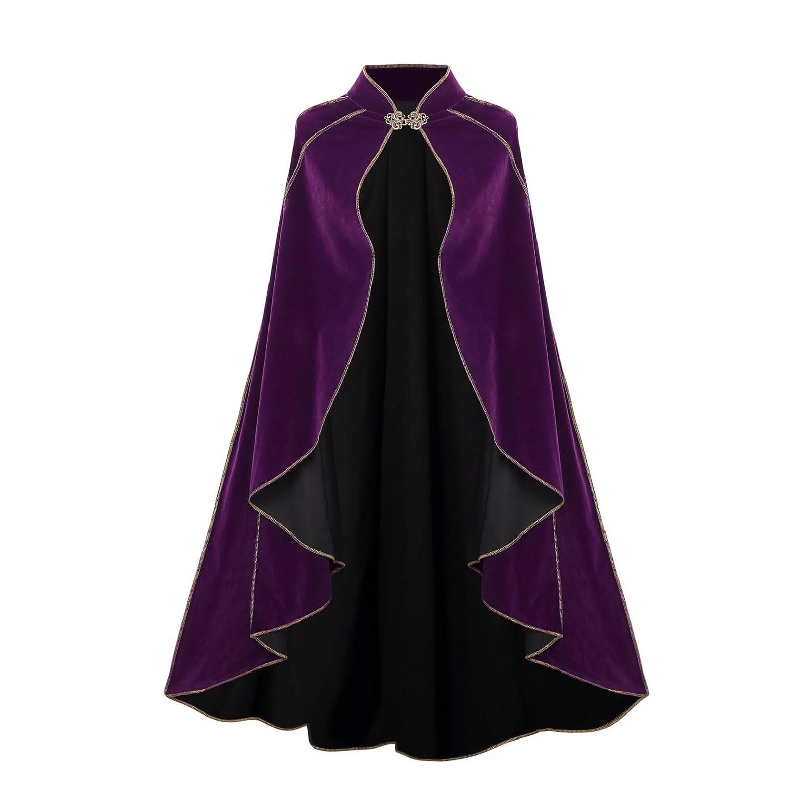 

Замшевый плащ в стиле ретро с золотой окантовкой, сценический костюм One Size темно-фиолетового