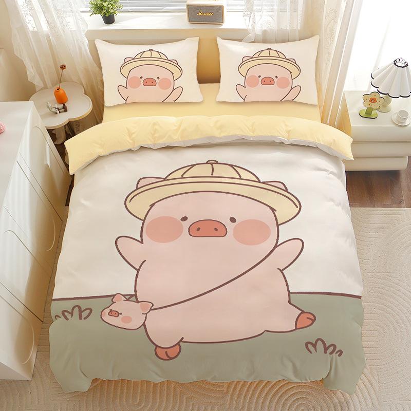 Cute Pig Duvet Cover Cartoon Animal Theme Bedding Set For Kids Adults, Sweet Bedspread Cover Ultra SoftRoom Decor Bedclothes