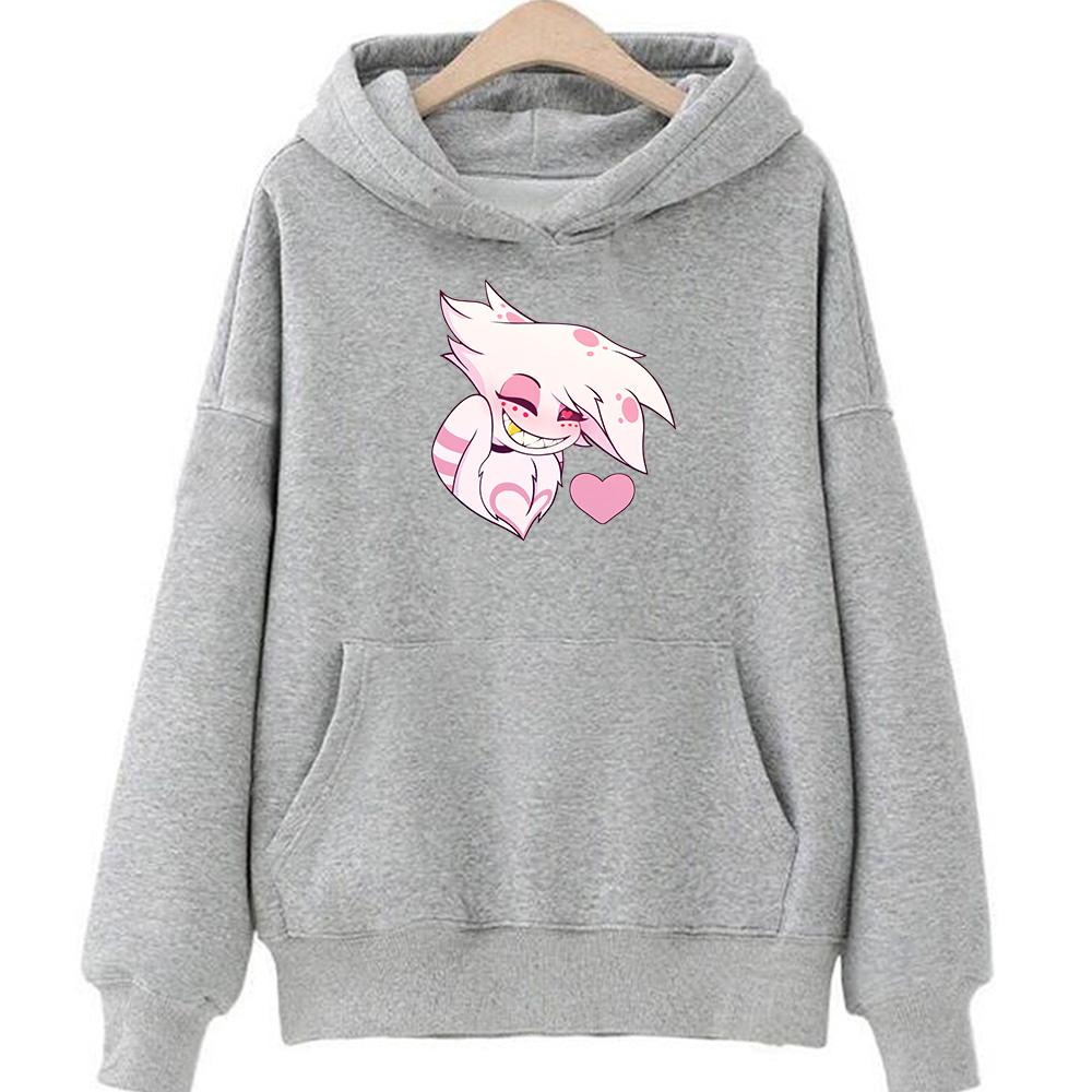 Angel Dust Hooded Anime Print Casual Cotton Tee-shirt Cartoon Harajuku Kawaii Sweatshirt for Boys/girls Manga Soft Clothes