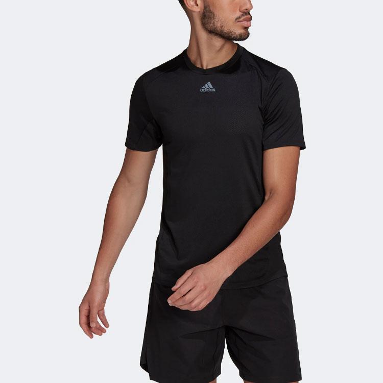 Adidas Solid Color Logo Fitness Short Sleeve T-Shirt Men Tops Black HP1932